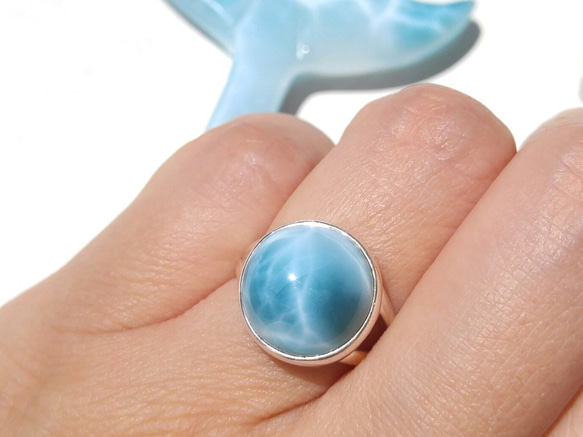 Sold!! 完璧な水の惑星Ring -力強い美しい波模様！青が濃い！重ね付もオススメ♡トップクオリティラリマーリング 2枚目の画像