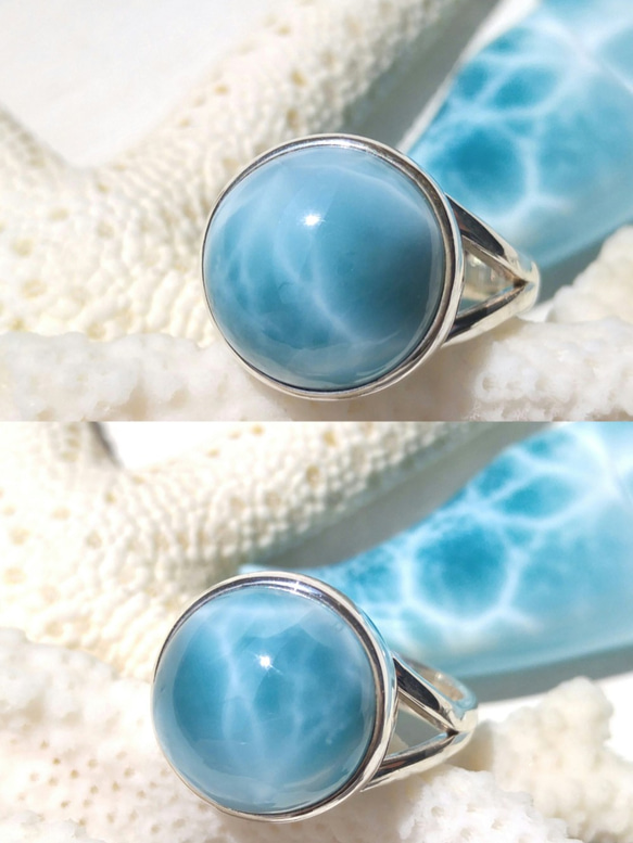 Sold!! 完璧な水の惑星Ring -力強い美しい波模様！青が濃い！重ね付もオススメ♡トップクオリティラリマーリング 3枚目の画像