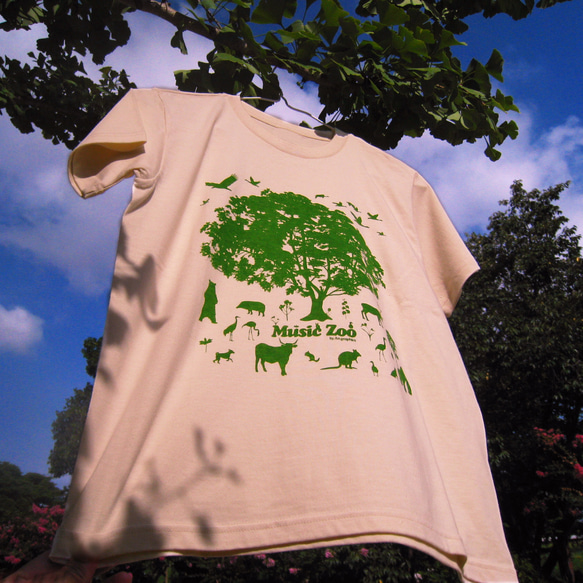 アニマルツリーTシャツ　木 メンズ オーガニックコットン 動物 2枚目の画像