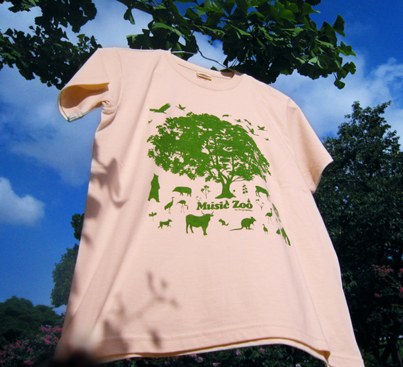 アニマルツリーTシャツ　木 メンズ オーガニックコットン 動物 3枚目の画像