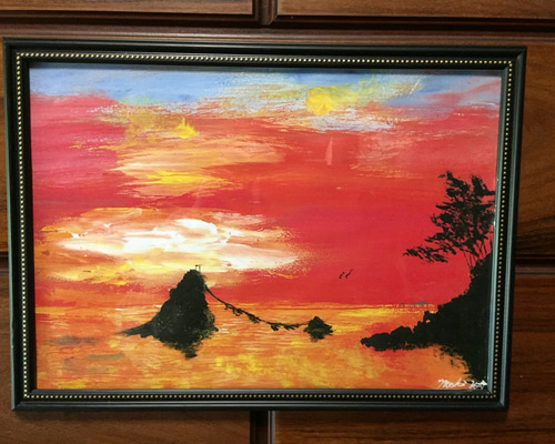 絵画　夫婦岩 伊勢夫婦岩と夫婦鳥 絵画 Naoki kato 通販 2382662｜Creema(クリーマ)