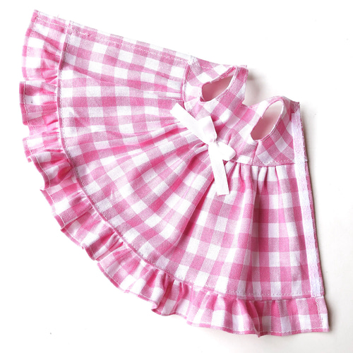 リカちゃん 服 ワンピース ピンク チェック フレア その他人形 CHOMA