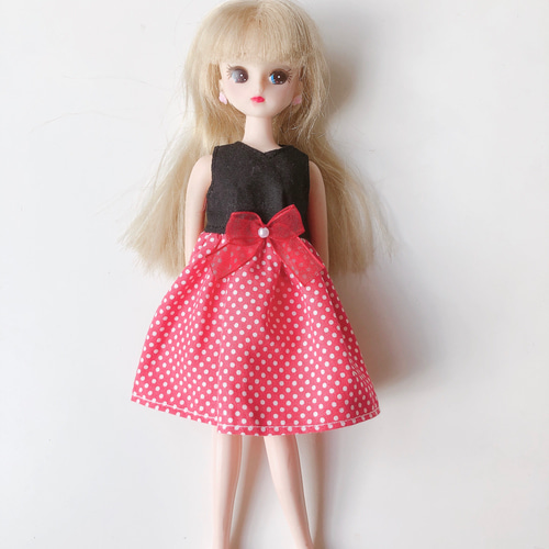 リカちゃん 服 ワンピース 水玉 黒 その他人形 CHOMA 通販｜Creema 
