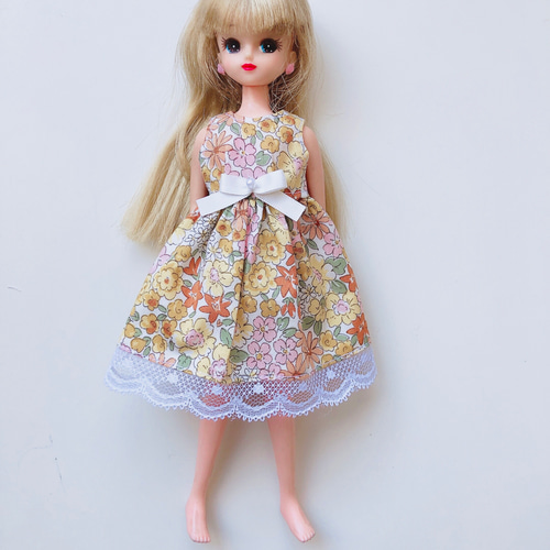 オーダー用　花柄　ハンドメイド　りかちゃん 服 リカちゃん 服 ワンピース 花柄 黄色 その他人形 CHOMA 通販 11083088
