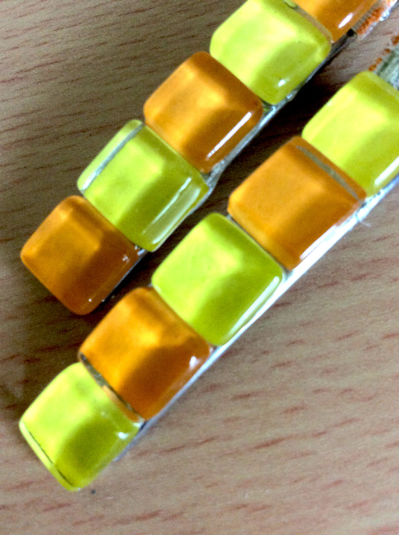 キャンディーのようなガラスタイルのヘアクリップ_オレンジ×レモン 2枚目の画像