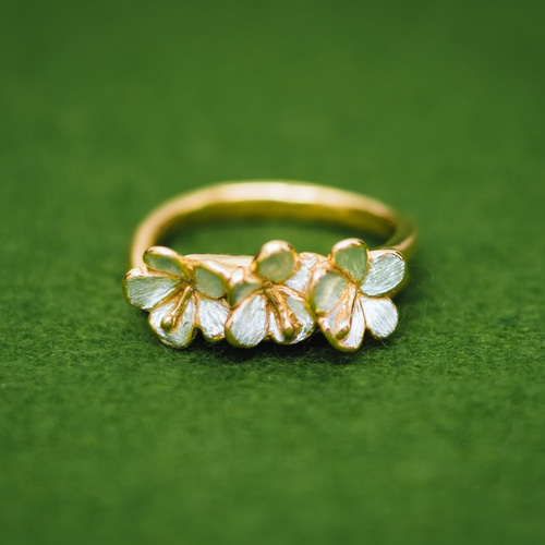 18金　ハイビスカスリング 送料無料】【イタリア製】18金/750/K18WG/イエローゴールド 男女