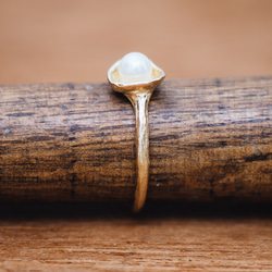 珍珠K18黃金氣泡戒指 第2張的照片