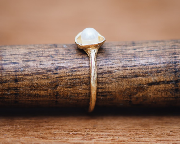 珍珠K18黃金氣泡戒指 第2張的照片