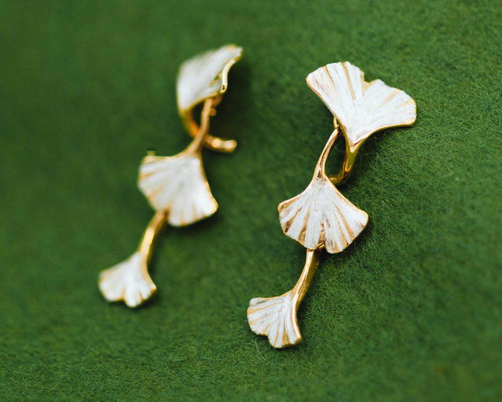 いちょう ロング ブラピアス(イヤリングもオプション購入で可）