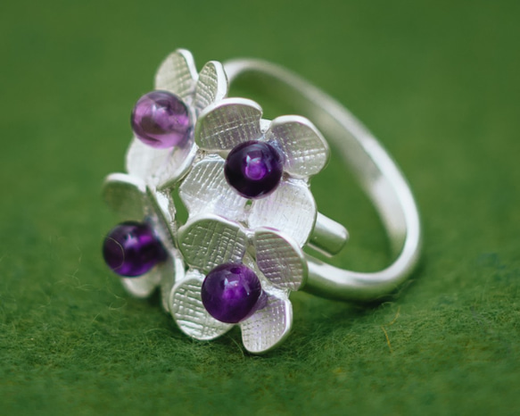 繡球紫水晶戒指 第2張的照片