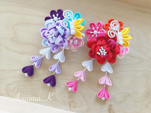 つまみ細工 蝶々の髪飾り 《着物 七五三 節句 浴衣 卒業 夏祭り