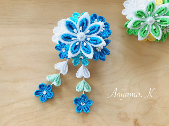 水色　青　髪飾り　ヘアクリップ 七五三　袴　卒園式　卒業式　結婚式　発表会　和 水色青髪飾りヘアクリップ 七五三袴卒園式卒業式結婚式発表会和