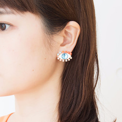 Medama Pierces / Earrings(S) -mandarin-iceblue- 1枚目の画像