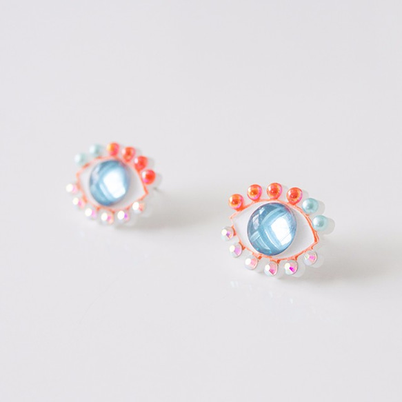 Medama Pierces / Earrings(S) -mandarin-iceblue- 3枚目の画像