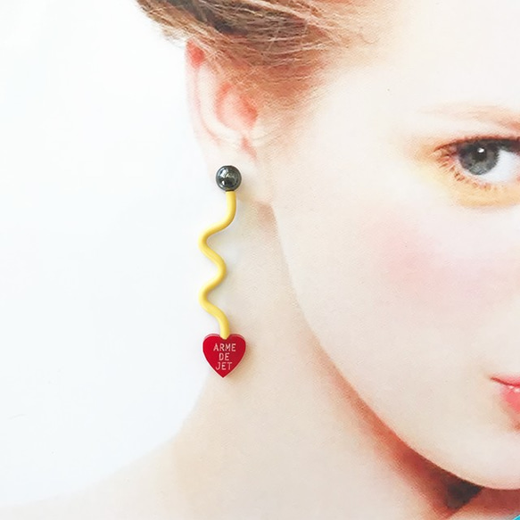 くねくねポップ Pierces / Earrings -lichtenstein yellow- 4枚目の画像