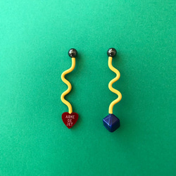 くねくねポップ Pierces / Earrings -lichtenstein yellow- 5枚目の画像
