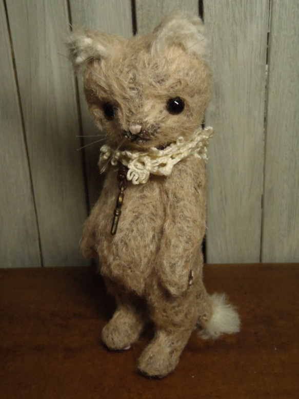 訂購製作Kittenb S古董粉紅色泰迪熊毛絨玩具貓馬海毛 第3張的照片