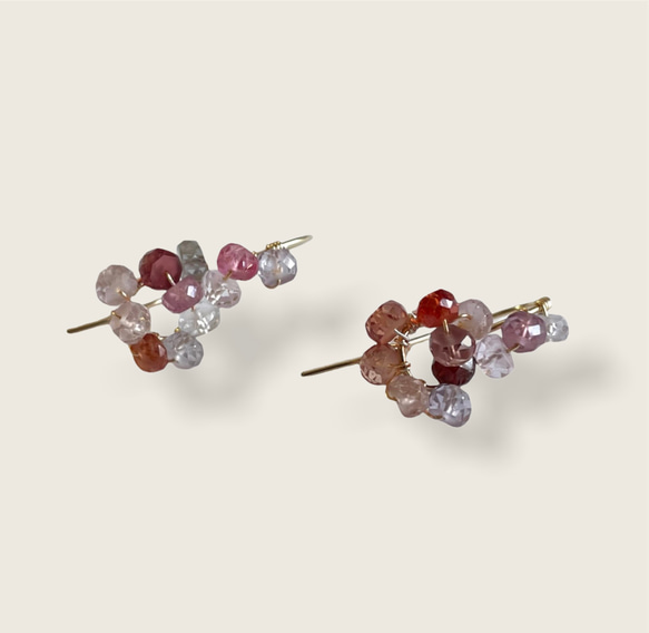 14kgf マルチカラー スピネル ピアス ピアス（フック・チェーン  