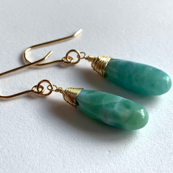 14kgf ラリマー ペアシェイプ ピアス ピアス（フック・チェーン