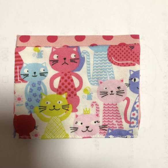 蓋つきポケットティッシュカバー★カラフル猫ちゃん　/キャット　ピンク　水色　ドット　　1736 1枚目の画像