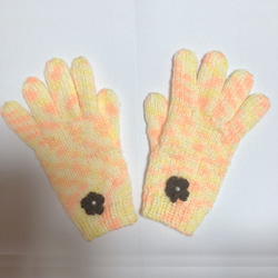 手編みの手袋　★黄色オレンジ系 1枚目の画像