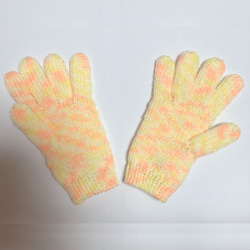 手編みの手袋　★黄色オレンジ系 2枚目の画像