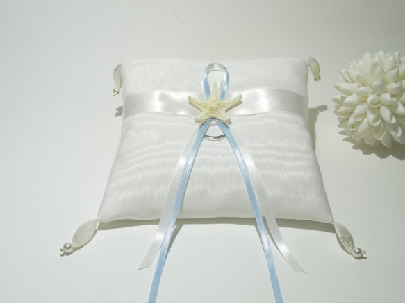 Summer wedding ceremony Ring pillow  Starfish＆Garlic mouse 5枚目の画像