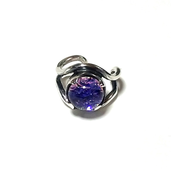 エアーカフ壱(小)ダイクロガラス紫キラキラ系⑩ 2枚目の画像