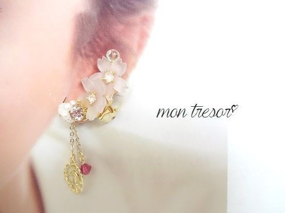 【再販:受注製作】cherry blossoms ear cuff (pink) 4枚目の画像