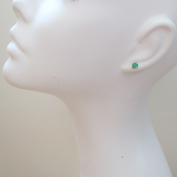 SV925 Apple綠色耳環 第3張的照片