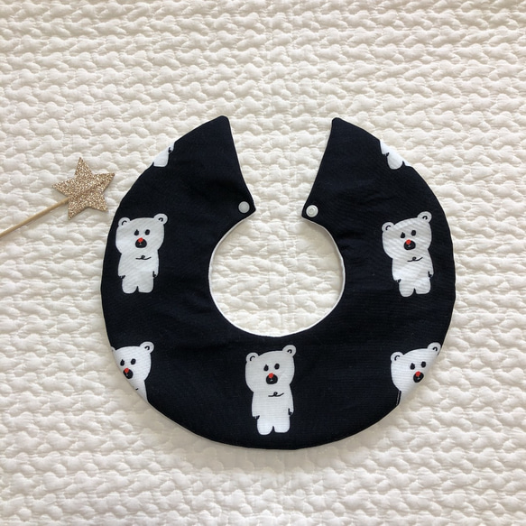 new＊おとぼけしろくまちゃん ハンドメイド まんまるスタイ 3枚目の画像