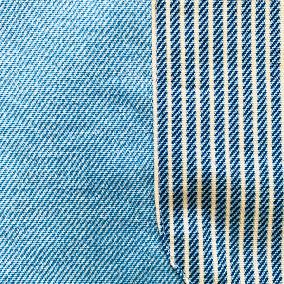 デニム×ヒッコリー風スモック ブルー 長袖 100サイズ 4枚目の画像