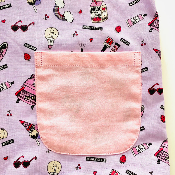 ガーリースモック パープル×ピンク 長袖 120サイズ 2枚目の画像
