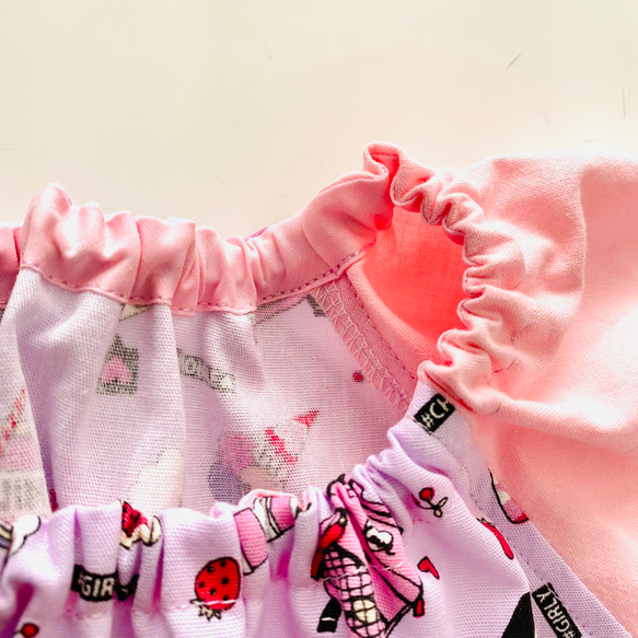 ガーリースモック パープル×ピンク 長袖 120サイズ 3枚目の画像