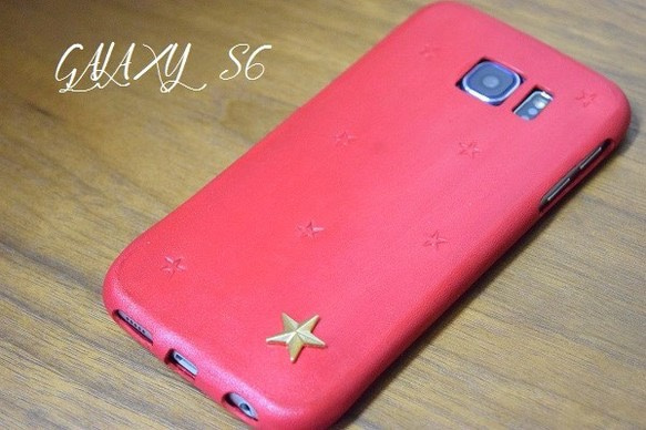 1枚の革でできたGALAXY S6ケース 星付き 1枚目の画像