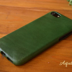 イタリアンレザー ブッテーロの1枚革 iPhone7/8ケース（緑） 4枚目の画像