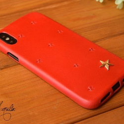 ◆iPhone XS◆ ブッテーロの1枚革スマホカバー 星付き 2枚目の画像