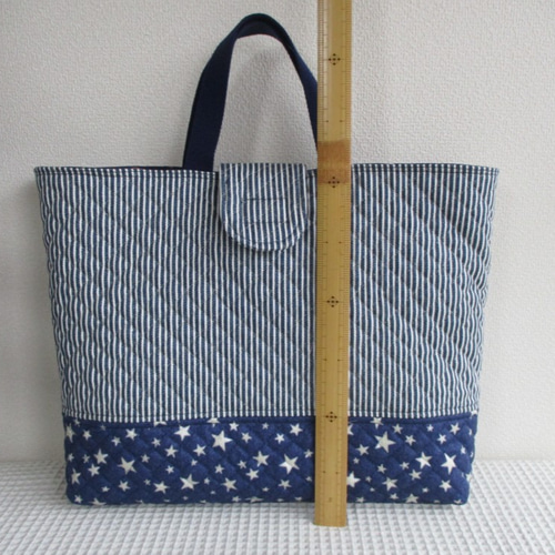 算数セットやお道具箱も入る大きめレッスンバッグ ＊ネイビースター