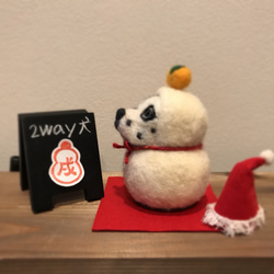 送料無料  ✨一点物  2way犬 クリスマス&お正月飾り  ダルメシアン(サンタ雪だるま↔︎鏡餅)⛄️ 3枚目の画像