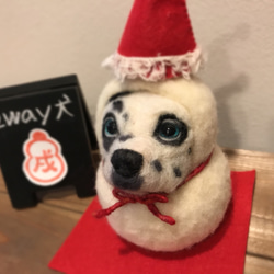 送料無料  ✨一点物  2way犬 クリスマス&お正月飾り  ダルメシアン(サンタ雪だるま↔︎鏡餅)⛄️ 5枚目の画像