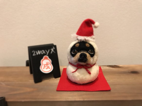 送料無料2way犬 チワワ(サンタ雪だるま↔︎鏡餅)⛄️ 1枚目の画像
