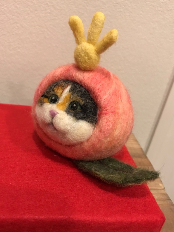 一点物！桃猫の雛人形(三毛猫&ハチワレ) 4枚目の画像