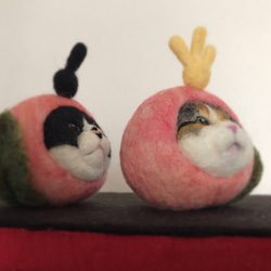 数量限定ハンドメイド2019/ひな祭り 桃猫の雛人形 4枚目の画像