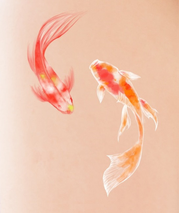 水彩画タトゥーシール☆泳ぐ鯉8匹セット　長持ち・こだわりの国産品 2枚目の画像