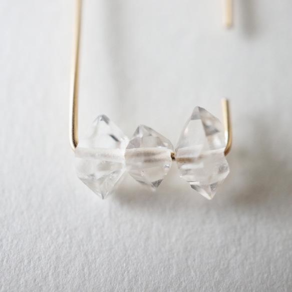 Herkimer diamond pierce 14kgf 耳環 第3張的照片