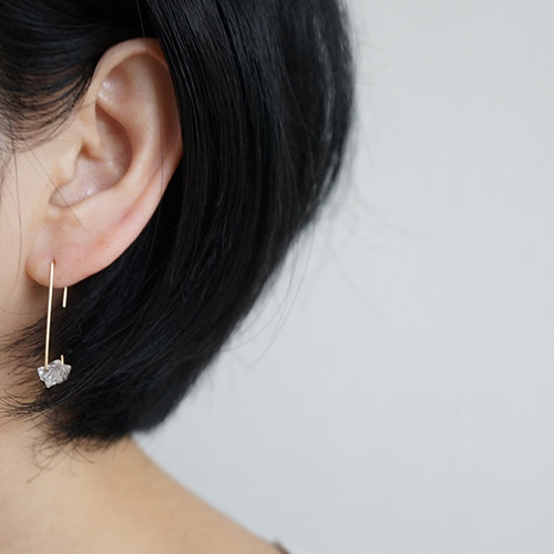 Herkimer diamond pierce 14kgf ハーキマー ピアス ピアス（フック