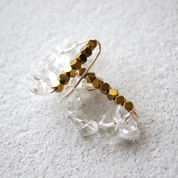 Crystal Earrings/Ear clips 14kgf イヤリング／イヤークリップ 2枚目の画像