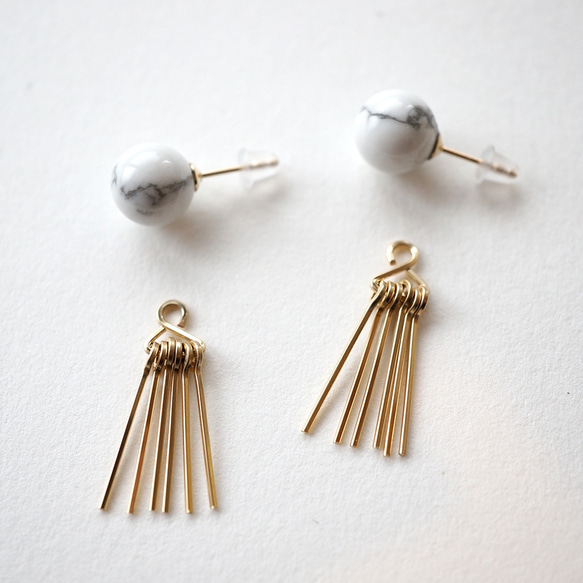 Howlite&fringe pierce 14kgf 第2張的照片