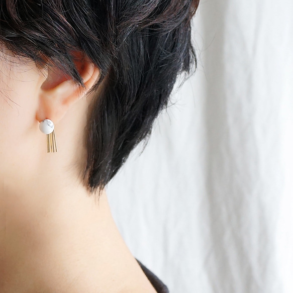 Howlite&fringe pierce 14kgf 第3張的照片