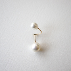 （單耳用）Flip pearl pierce S 14kgf 珍珠 耳環 第2張的照片